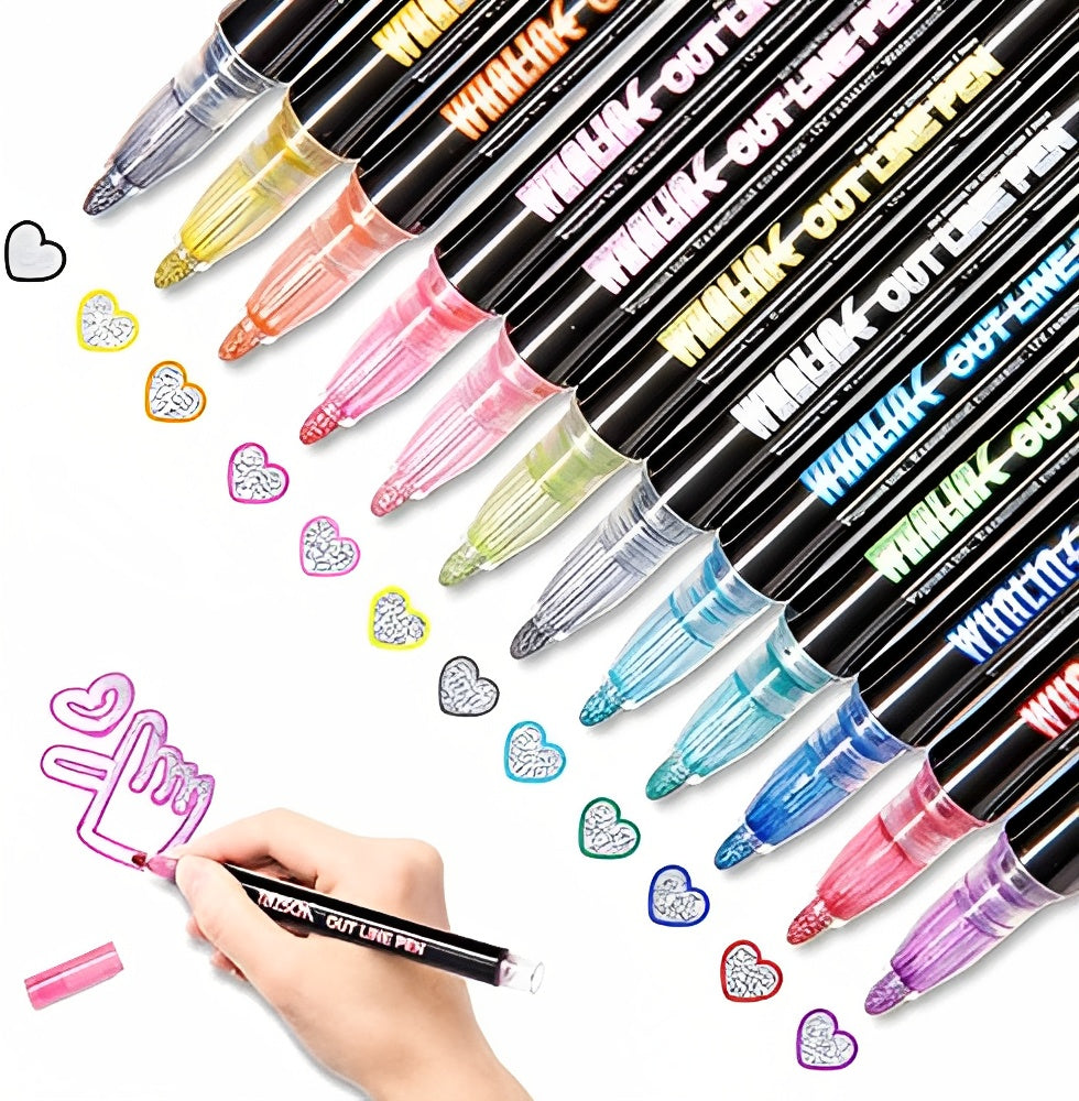 Dual-Line Glittering Marker - Set of 12 markers