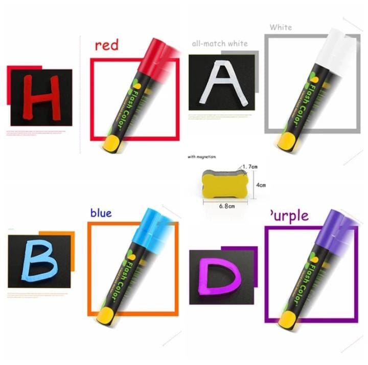 Liquid Chalk Erasable Markers (Fluorescent Pack of 8)