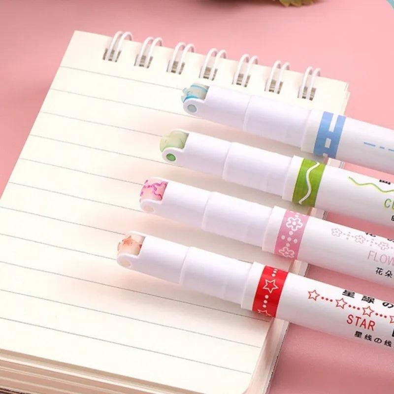 6 Pcs Line Shaped Colorful Stamp Markers