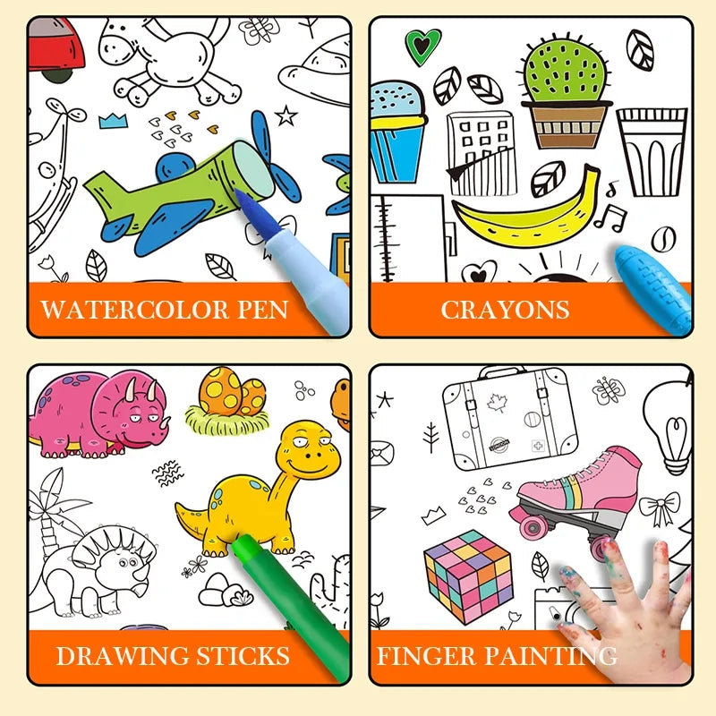 Coloring Paper Roll Stick-on Coloring Sheets For Kids Painting